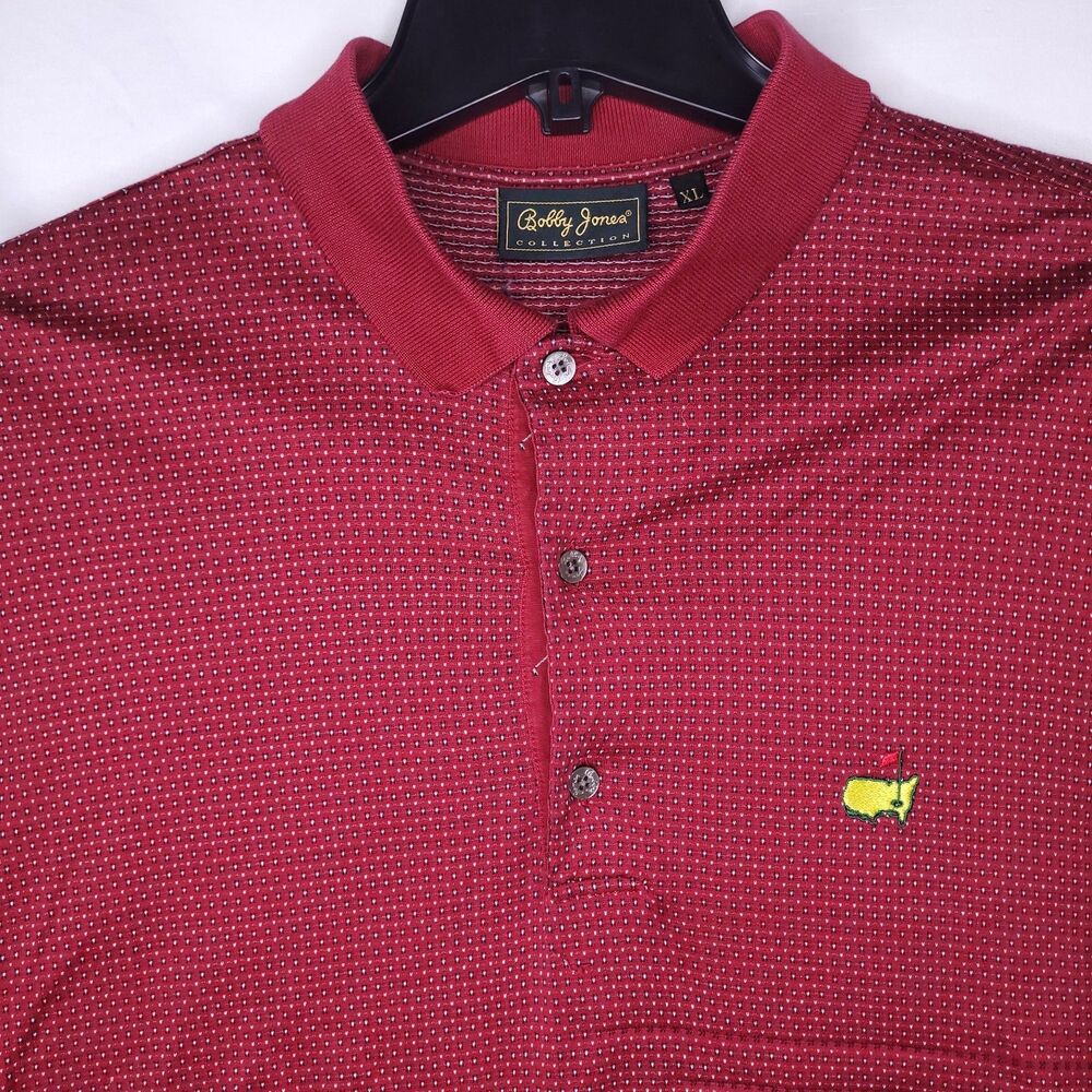 Bobby Jones Masters Polo Shirt Mens XL Red Geometric Short Sleeve